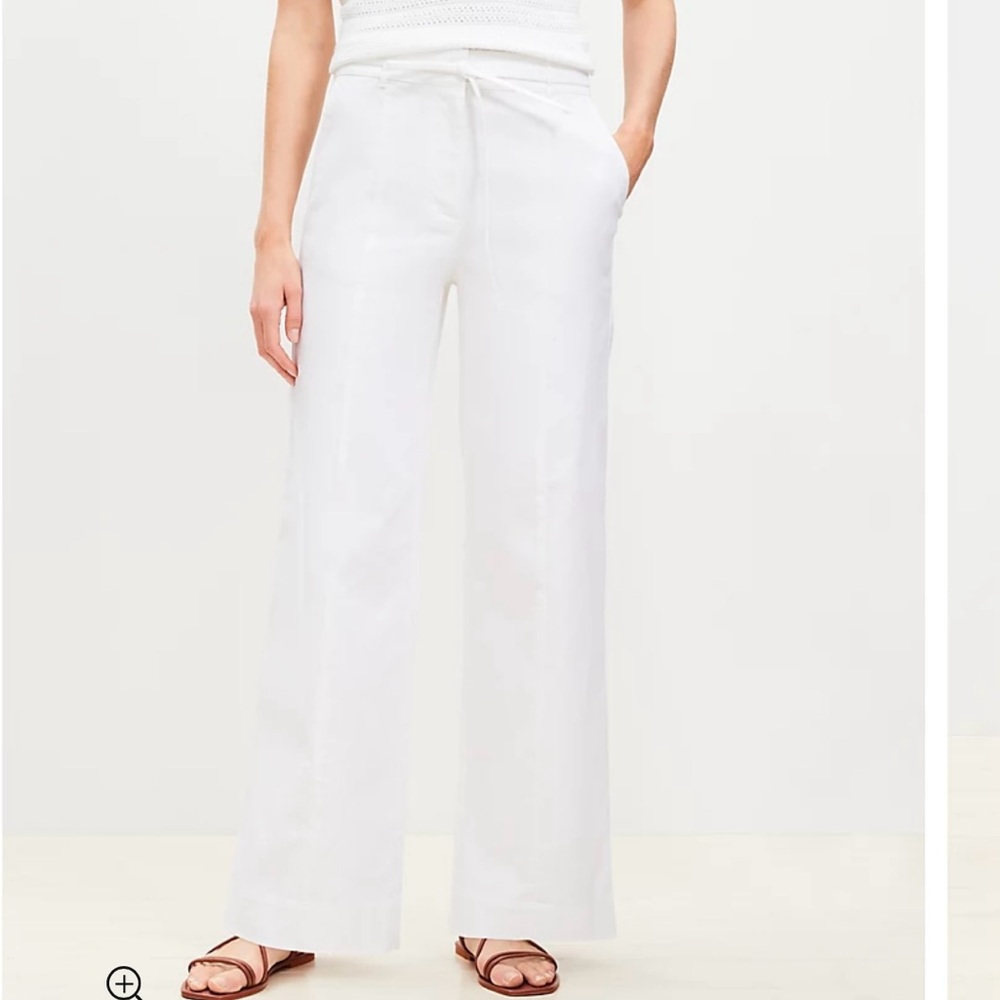 Nwot. Loft white linen drawstring pants